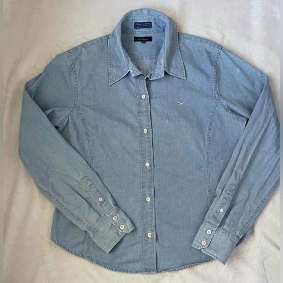 Faconnable Womens Light Denim Button Down Collared Shirt - Picture 1 of 10
